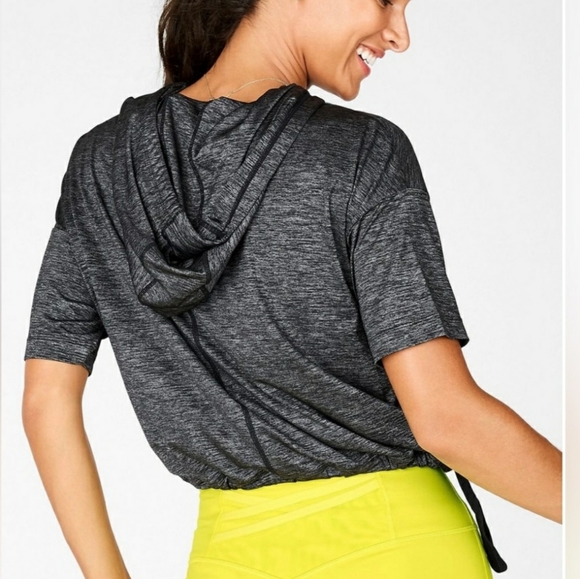 Fabletics Bea Short Sleeve Hoodie Black/Grey Small - Picture 14 of 16